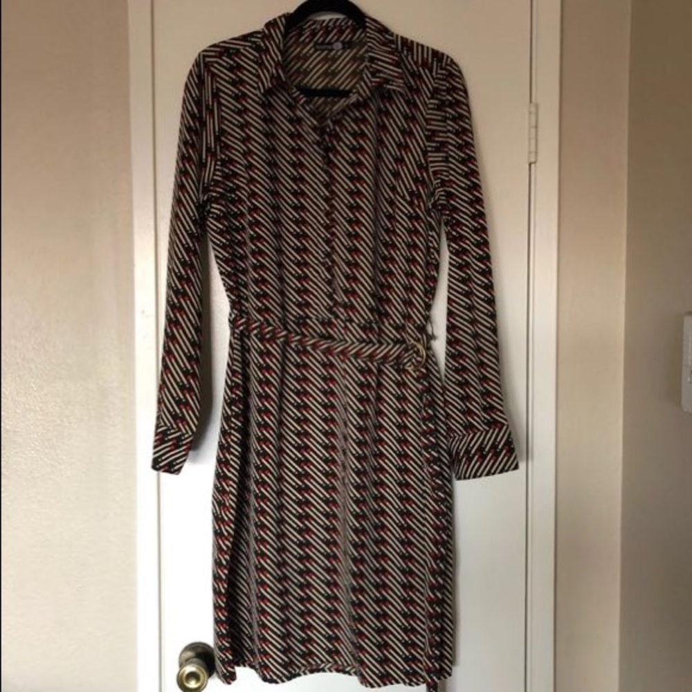 Red patterned dress